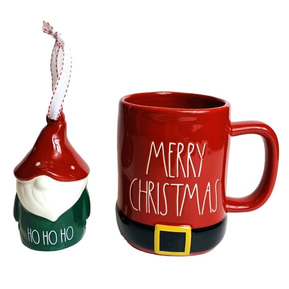 Rae Dunn Merry Christmas Gift Set Mug And Gnome HOHOHO Ornament Kitchen Decor - Picture 2 of 15